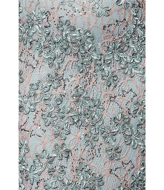 Xscape Soutache Lace Floral Print One-Shoulder Neck Sleeveless Sheath Gown Product Image