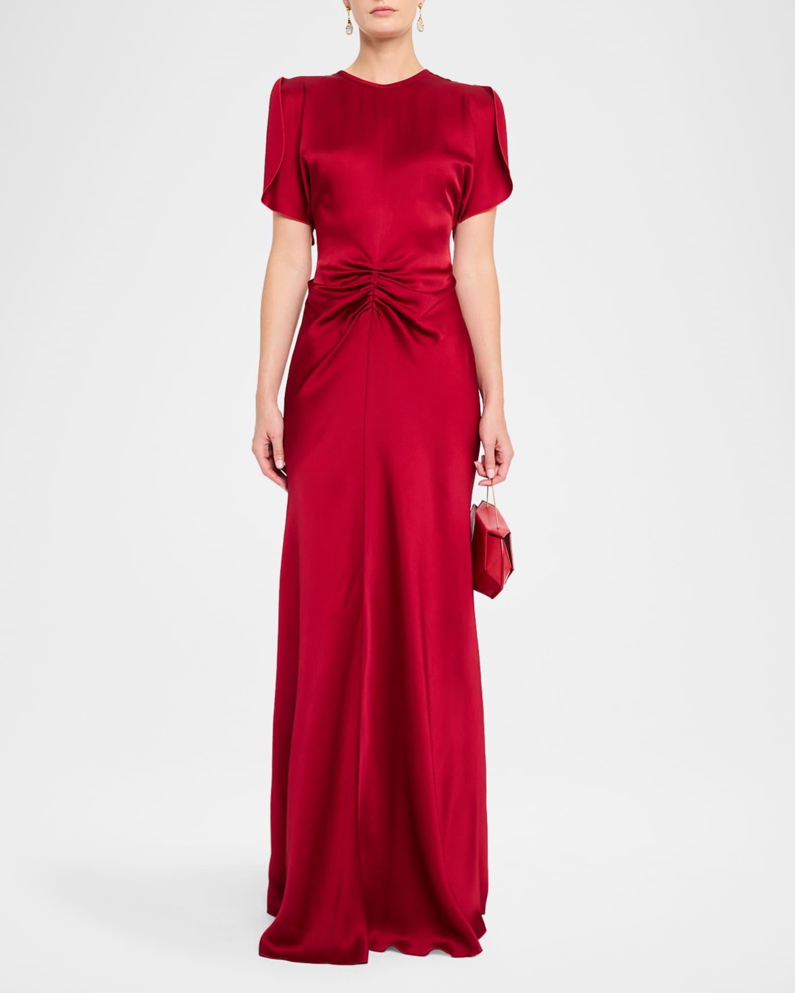 Gathered Waist Satin Gown Product Image
