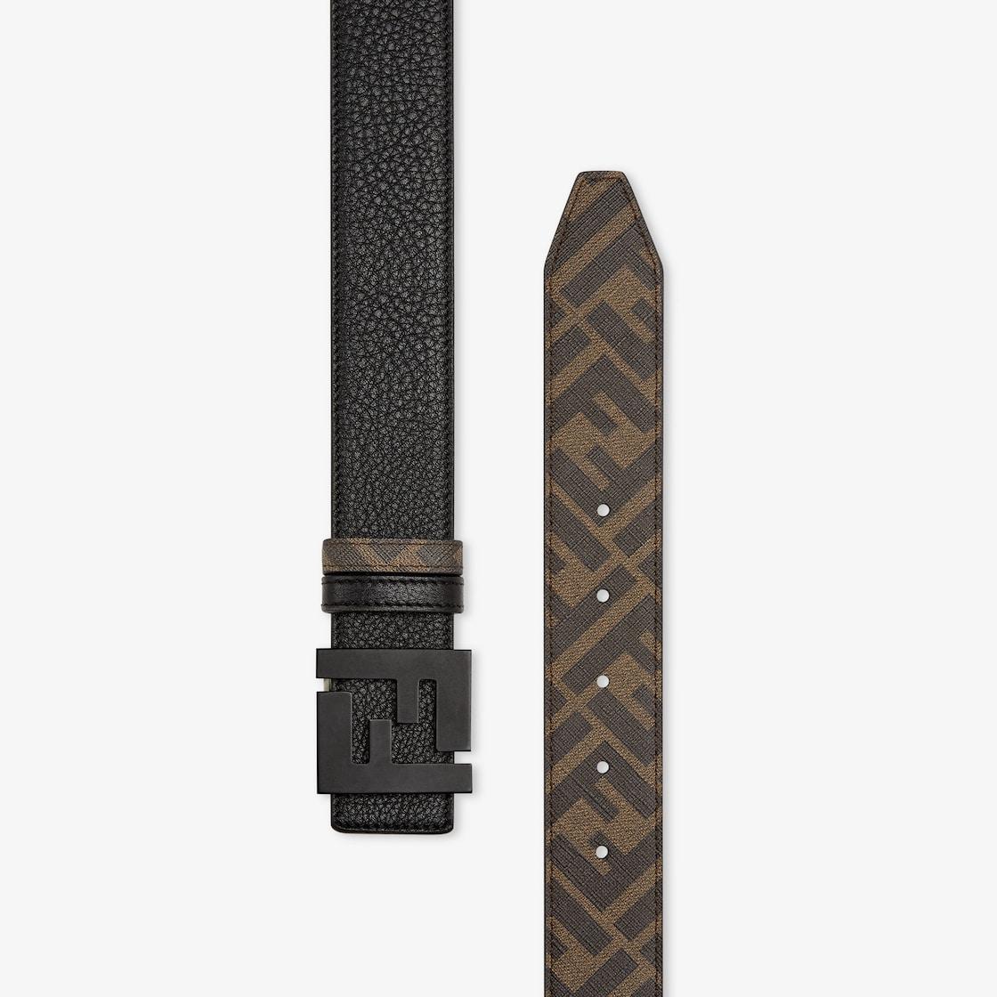 FF BeltBrown leather and fabric reversible belt Product Image