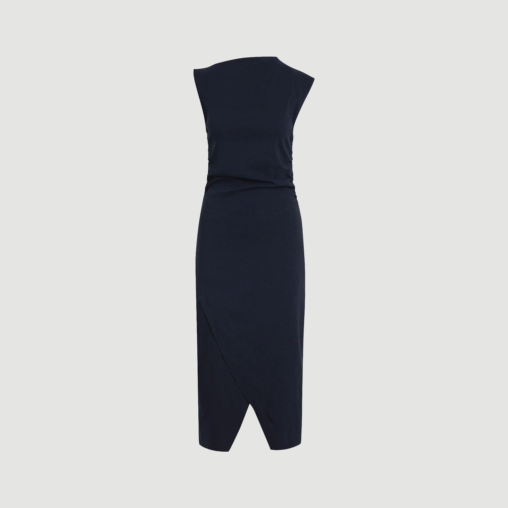 Manon Asymmetric-Neck Ruched Dress (Petite) Product Image