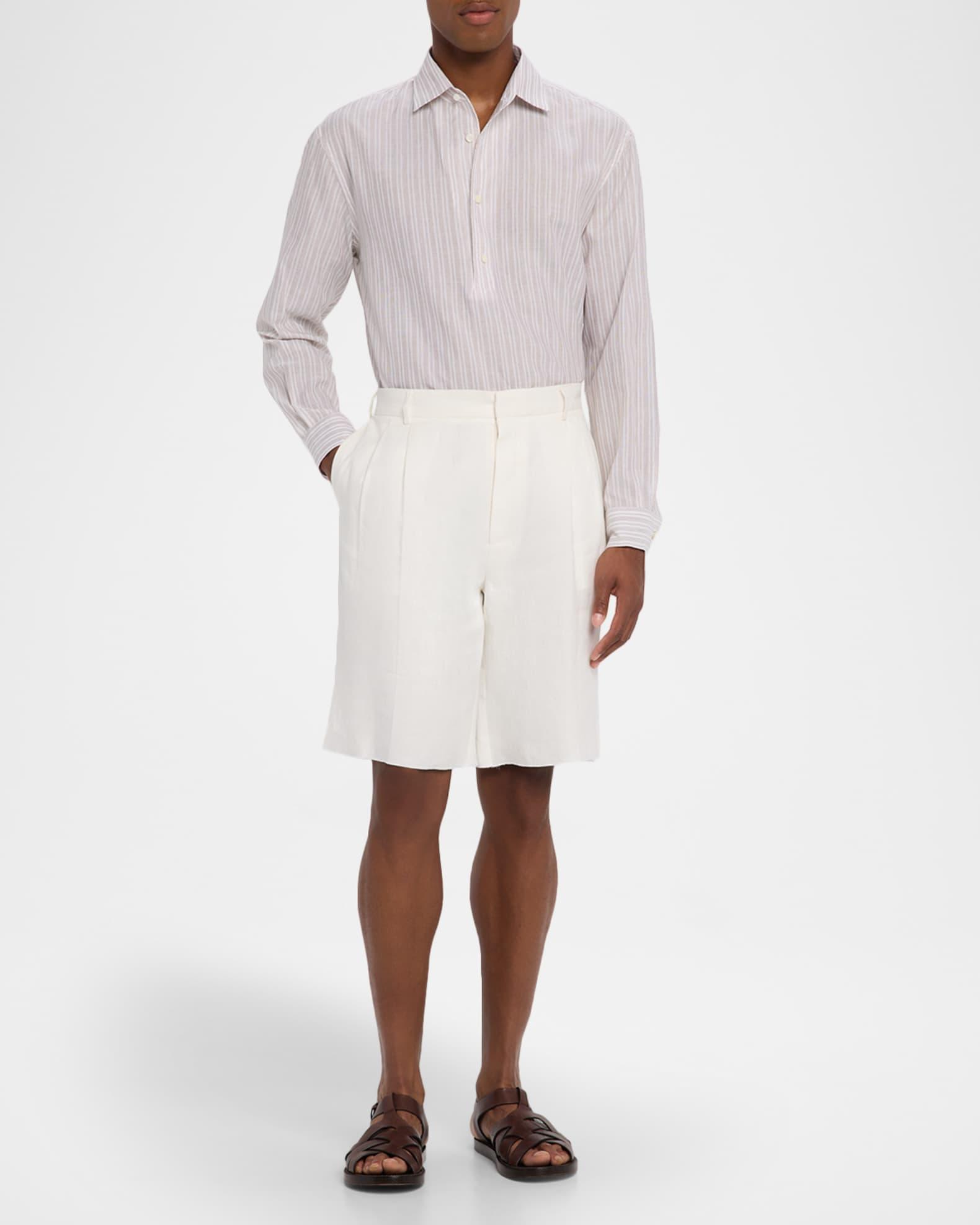 Men's Raffaele Cotton and Linen Stripe Sport Shirt Product Image