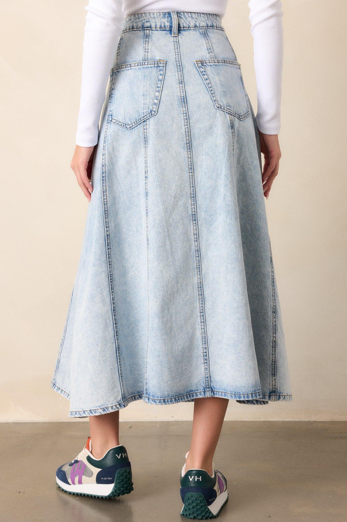 Rustic Dream Light Wash Denim Maxi Skirt Product Image