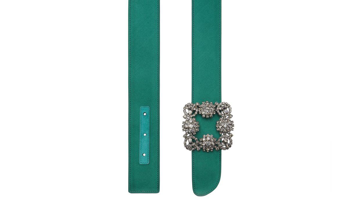 HANGISI BELT Green Satin Crystal Buckled Belt Product Image