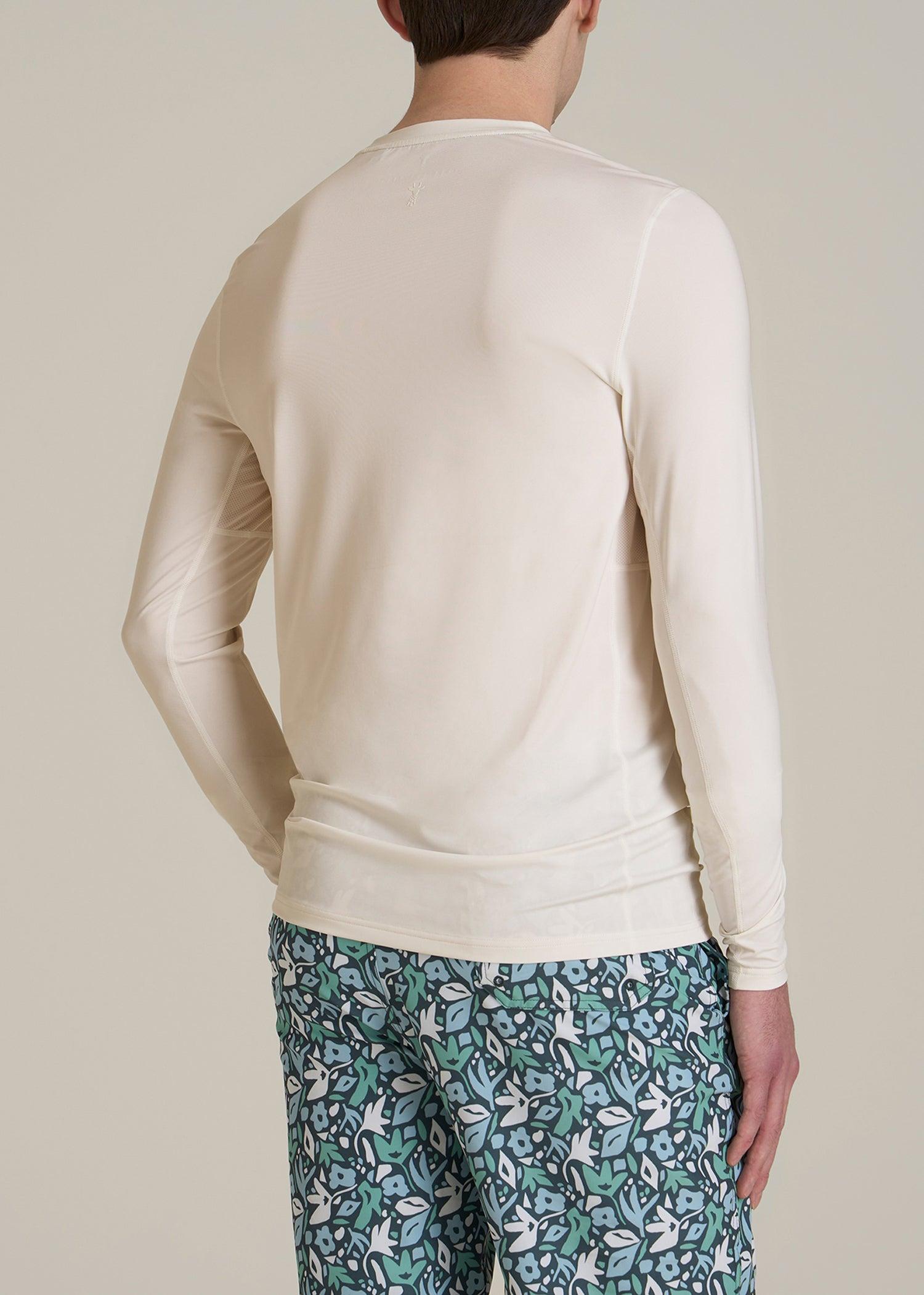 Long Sleeve UPF 50 Rash Guard for Tall Men in White Alyssum Male Product Image