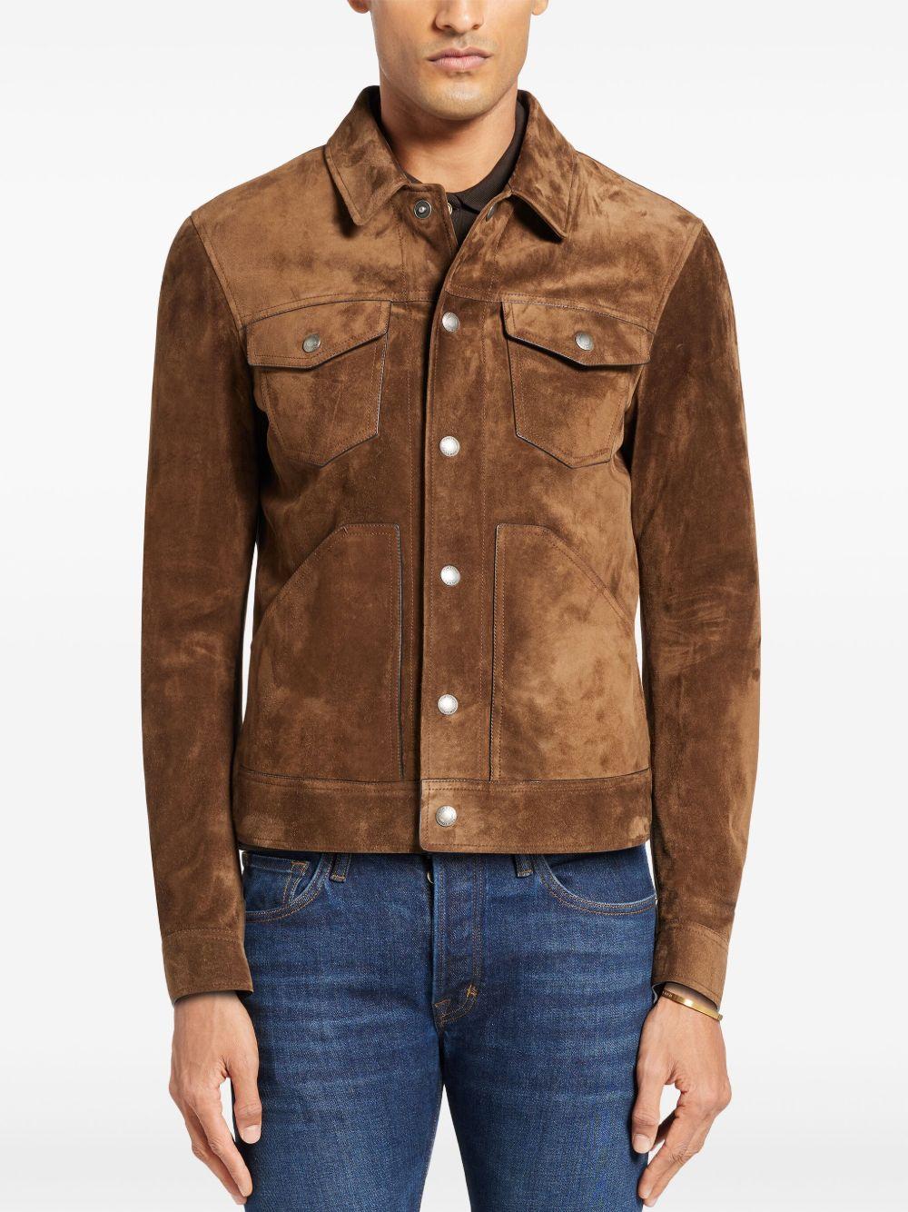 classic-collar suede jacket Product Image