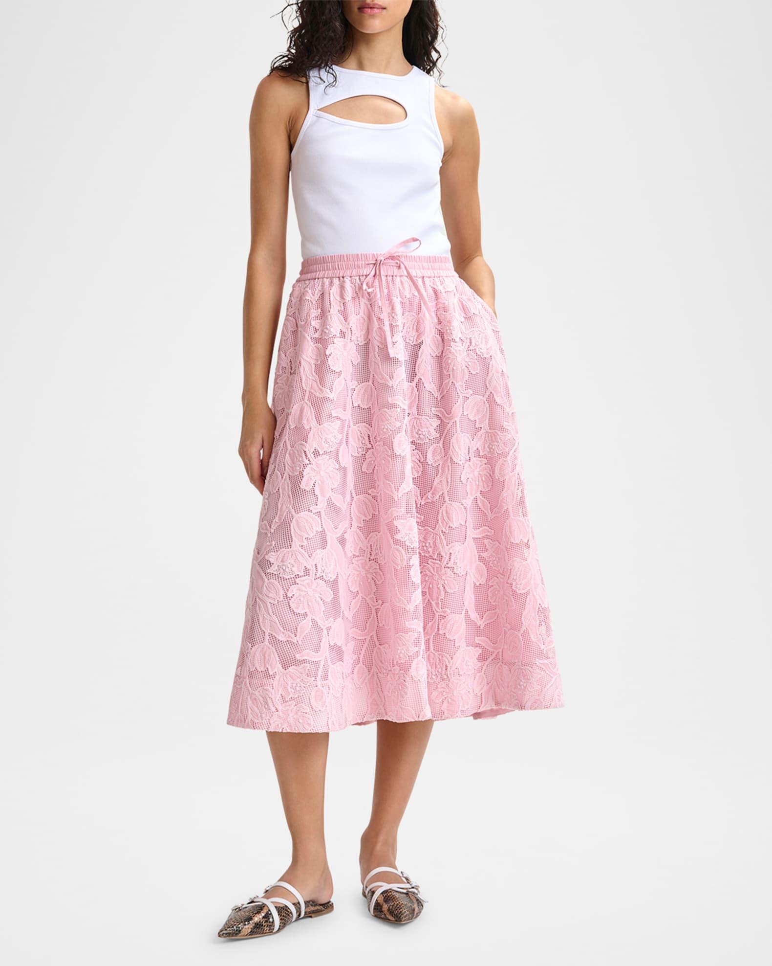 Heast Floral-Embroidered Midi Skirt Product Image