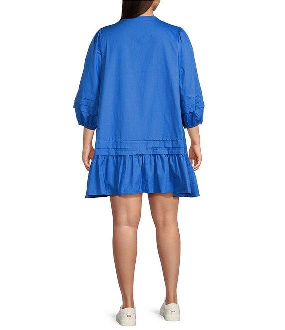 Sugarlips Plus Velma Long Sleeve Ruffled Poplin Shift Dress Product Image