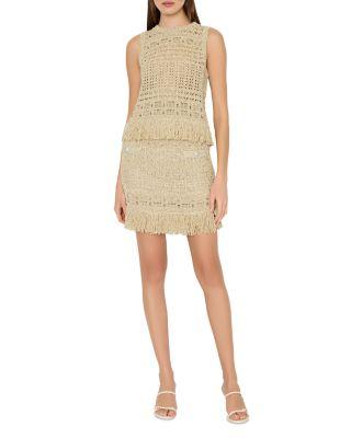 Beaded Fringe Hem Knit Skirt Product Image