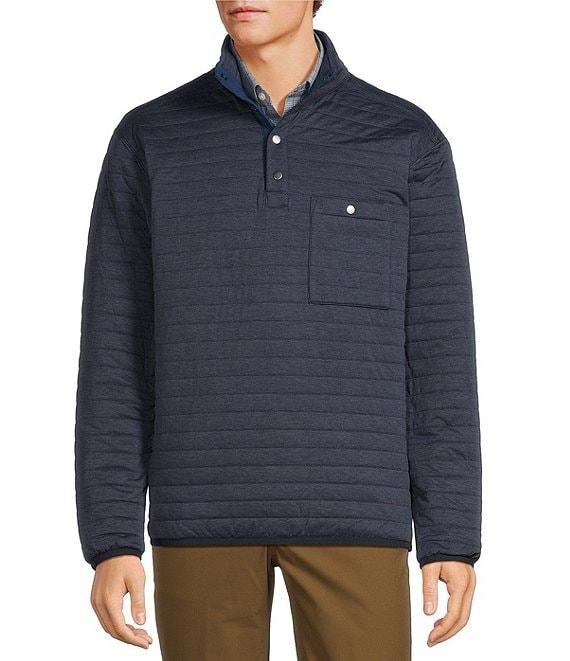 Roundtree & Yorke Long Sleeve Solid Quilted Snap Mockneck Pullover Product Image