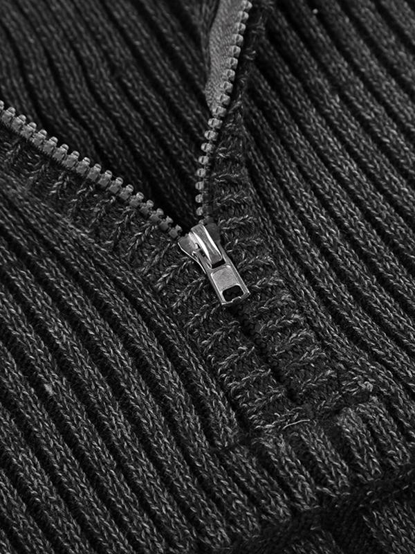 Street Letter Jacquard Half Zip Mock Neck Sweater Product Image