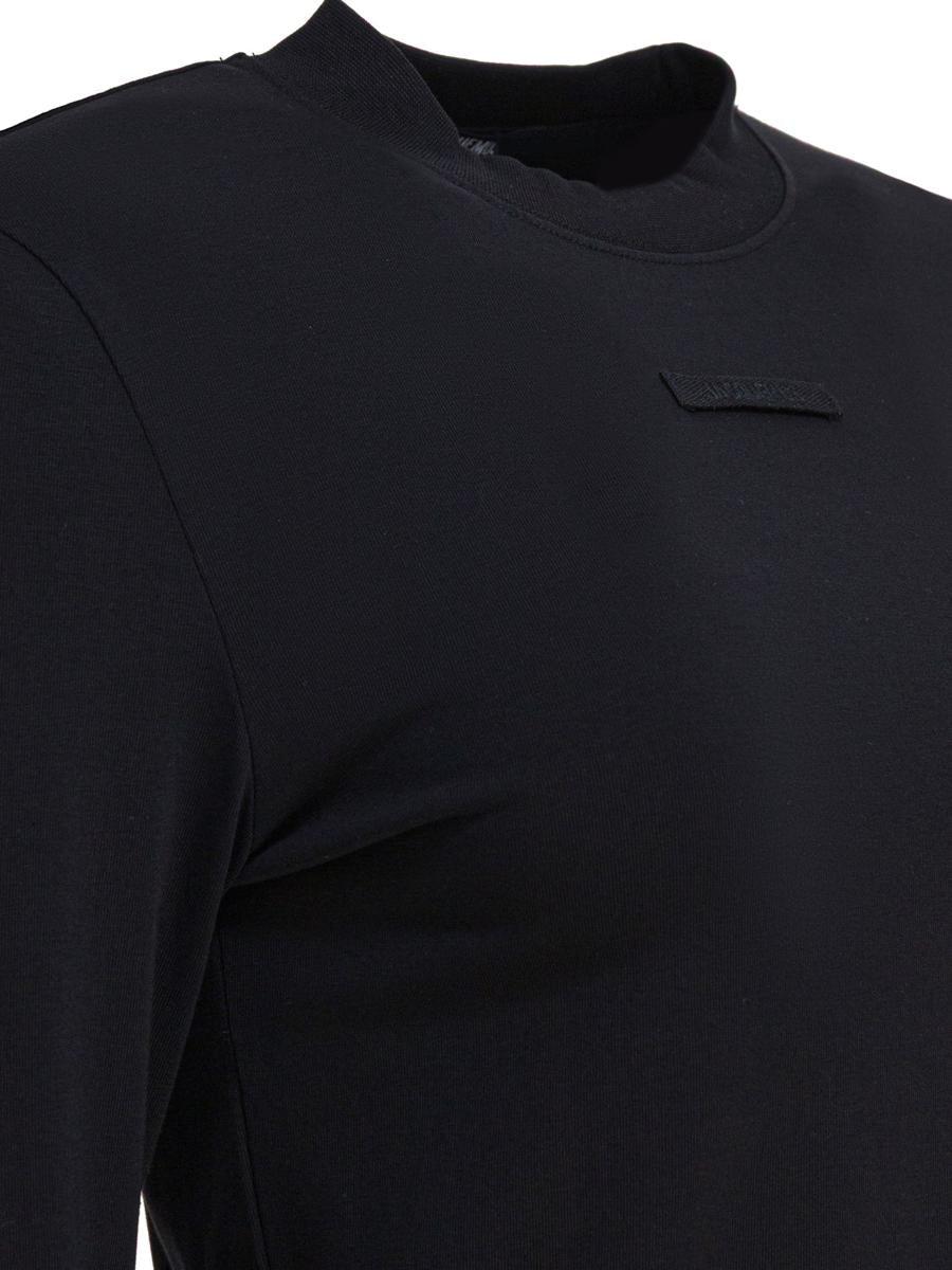 JACQUEMUS Top Le T-shirt Gros Grain In Cotone Stretch In Black Product Image