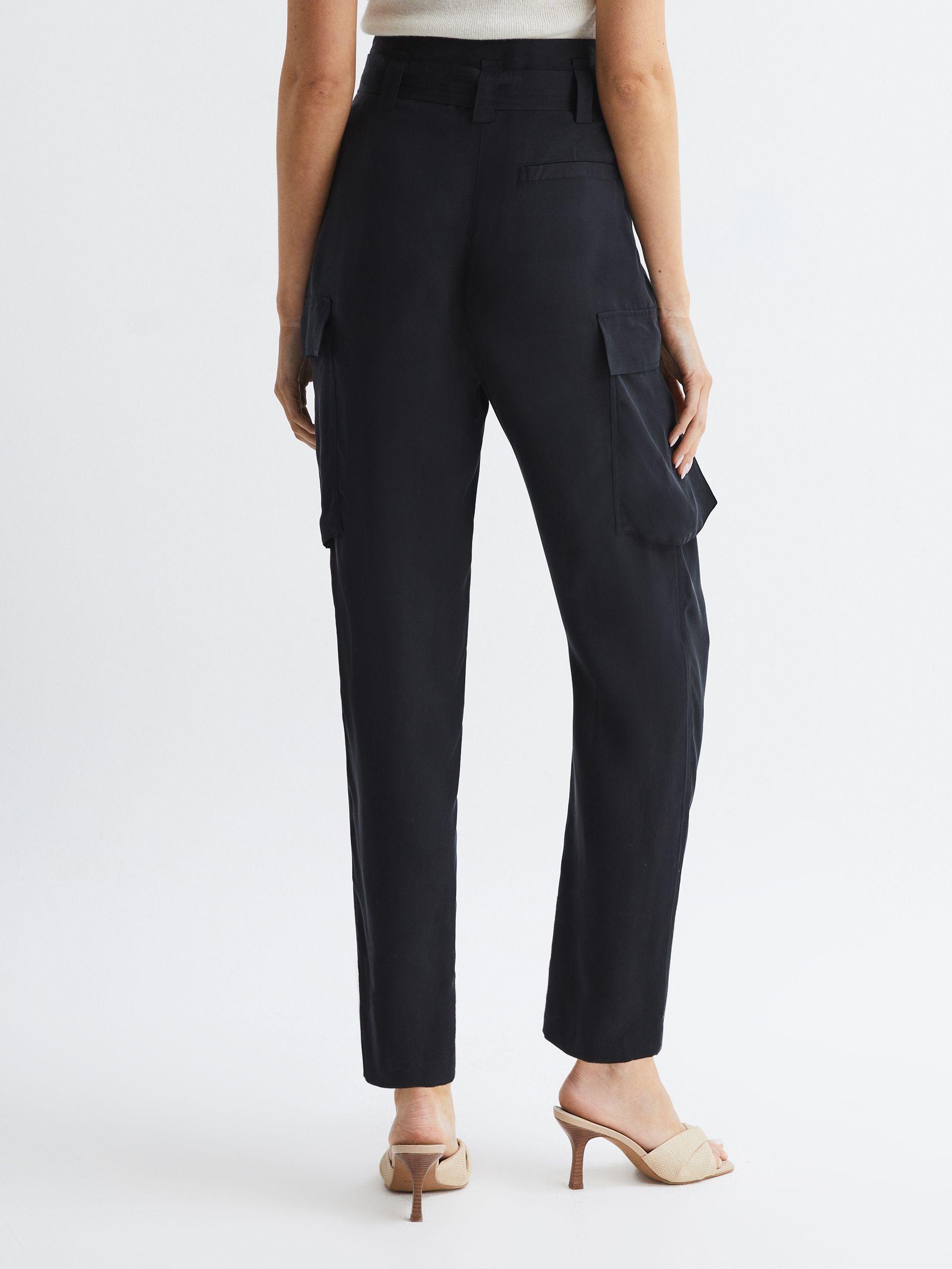 High Rise Straight Leg Utility Trousers in Black Product Image
