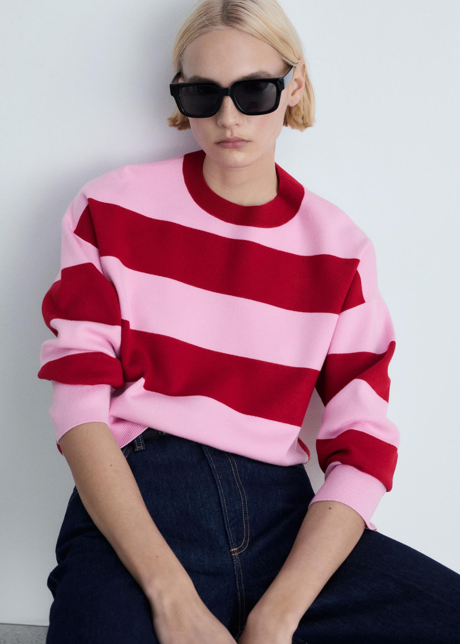 Round-neck striped sweater - Women | MANGO USA Product Image