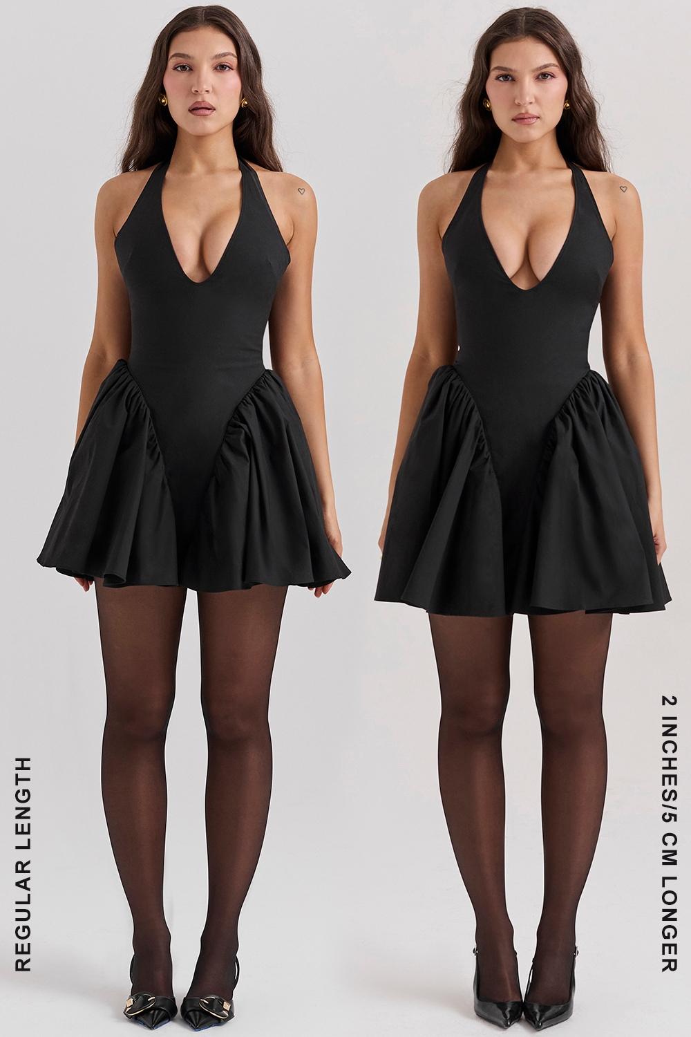 Valentia  black halter mini dress Product Image