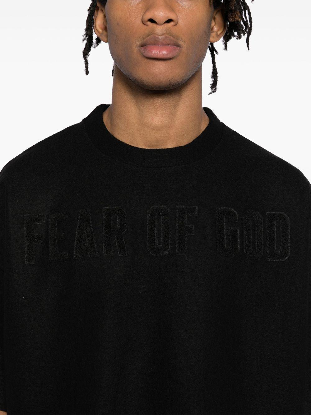 FEAR OF GOD Mens Black Logo-print Relaxed-fit Stretch-woven T-shirt Product Image
