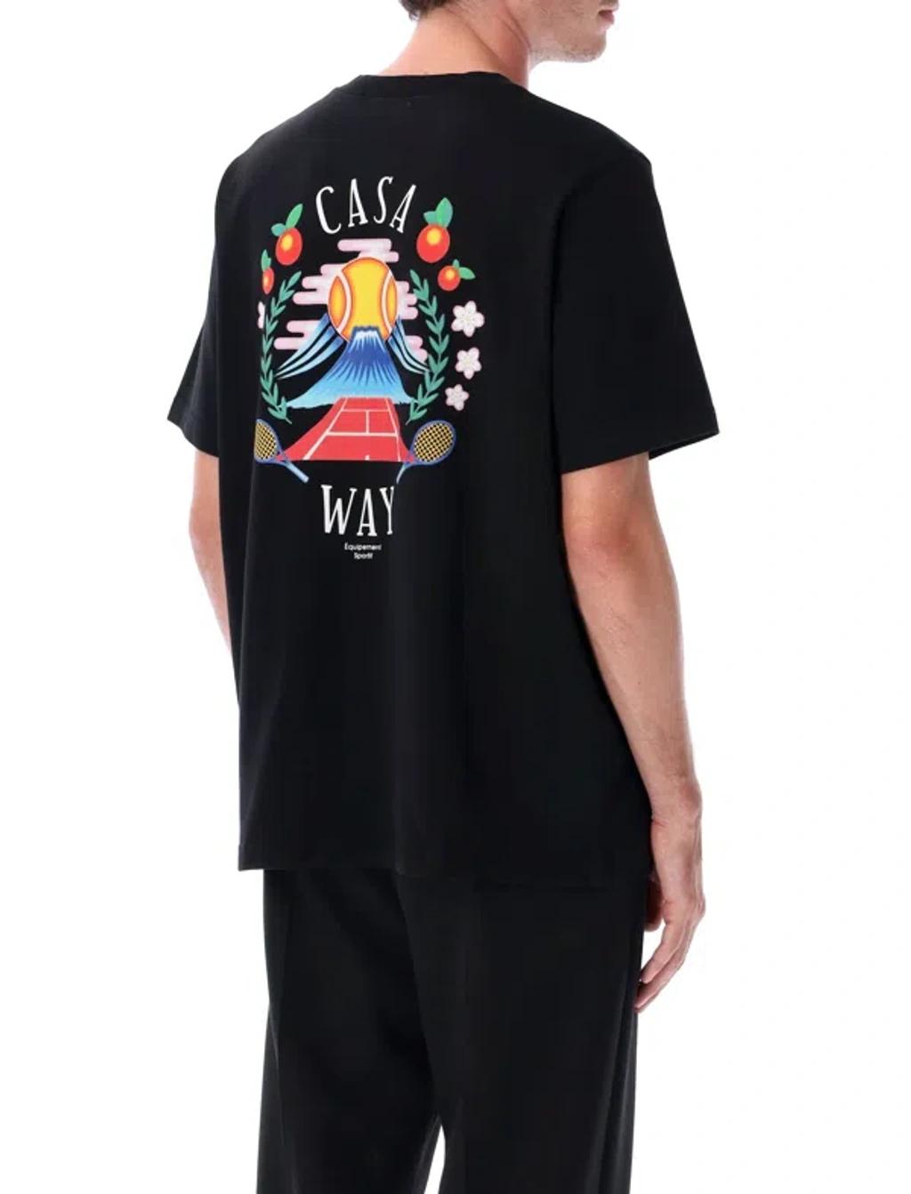 CASABLANCA Mens Casa Way Mountain Brand-print Cotton-jersey T-shirt In Black Product Image