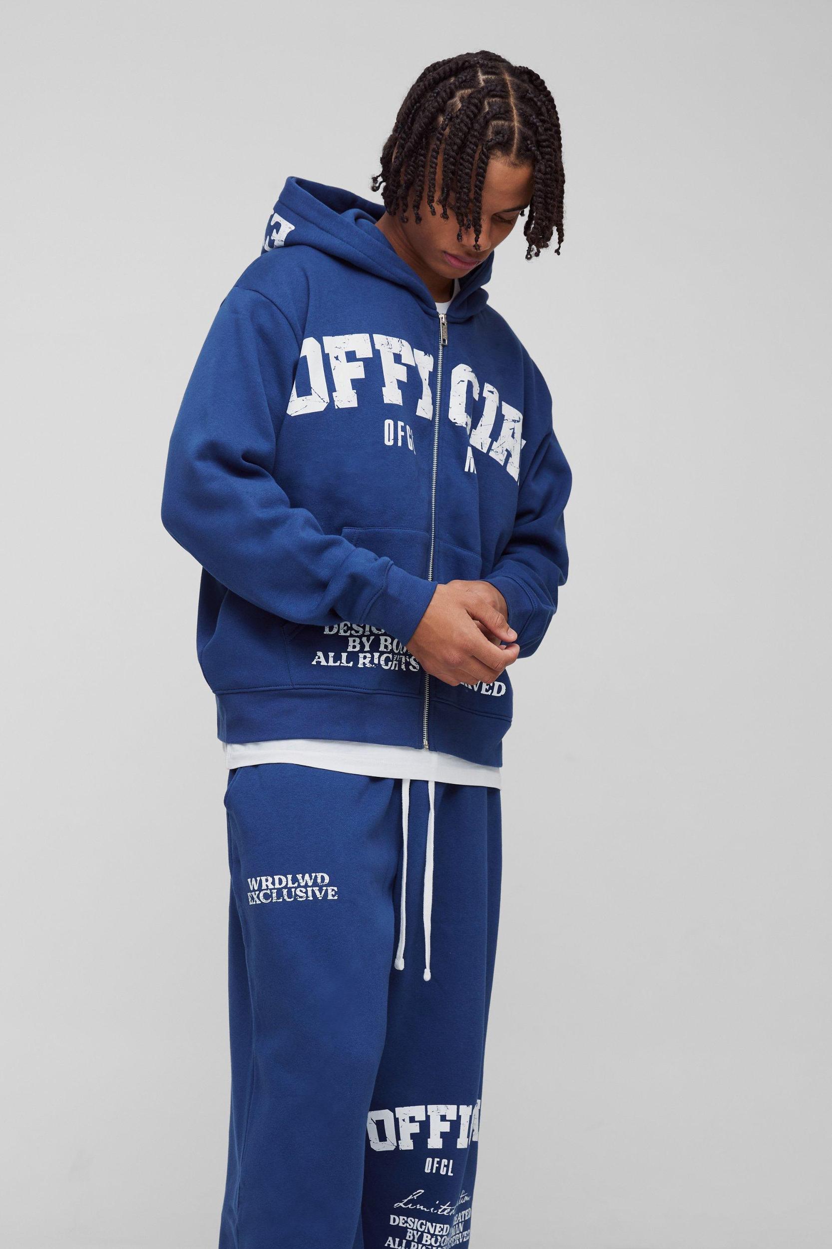Oversized Boxy Official Print Tracksuit | boohooMAN USA Product Image