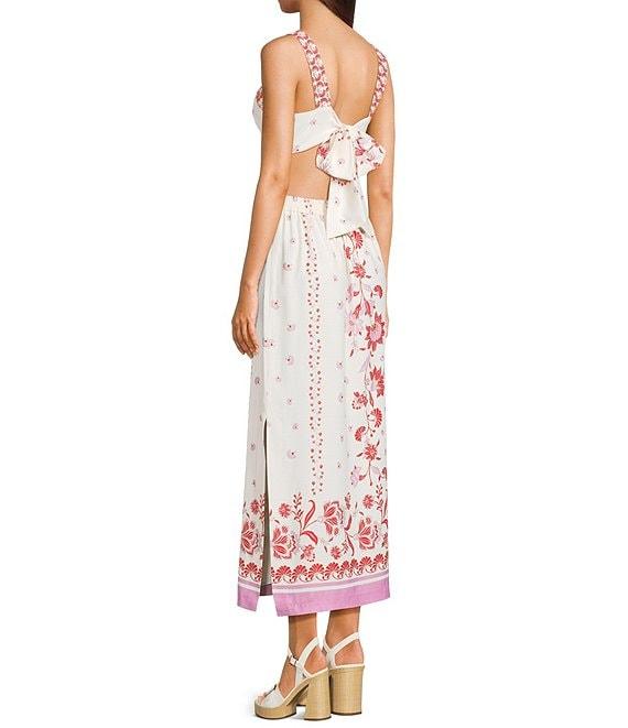 C&V Chelsea & Violet Square Neck Tie Back Printed Maxi Dress Product Image