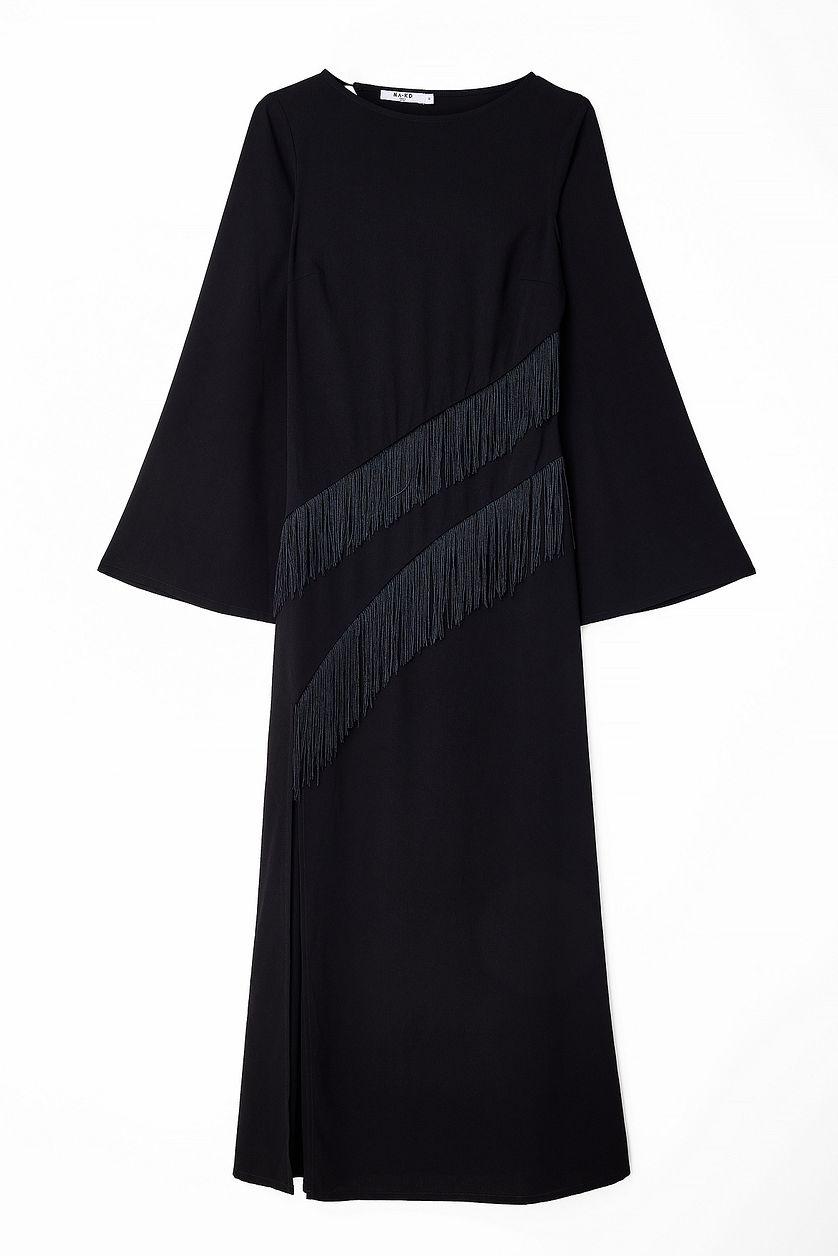 Fringe Detail Open Back Maxi Dress Product Image