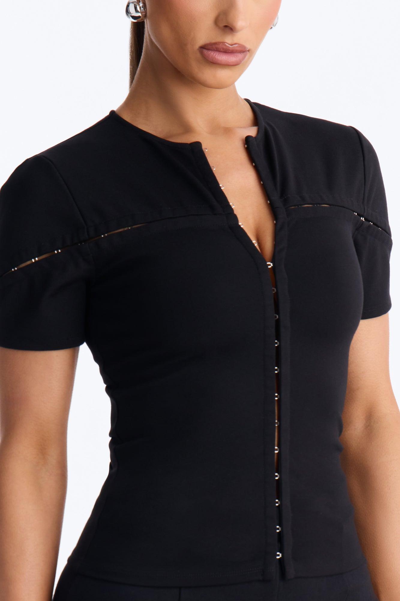 Hooked On You Short Sleeve Top - Black Female Product Image