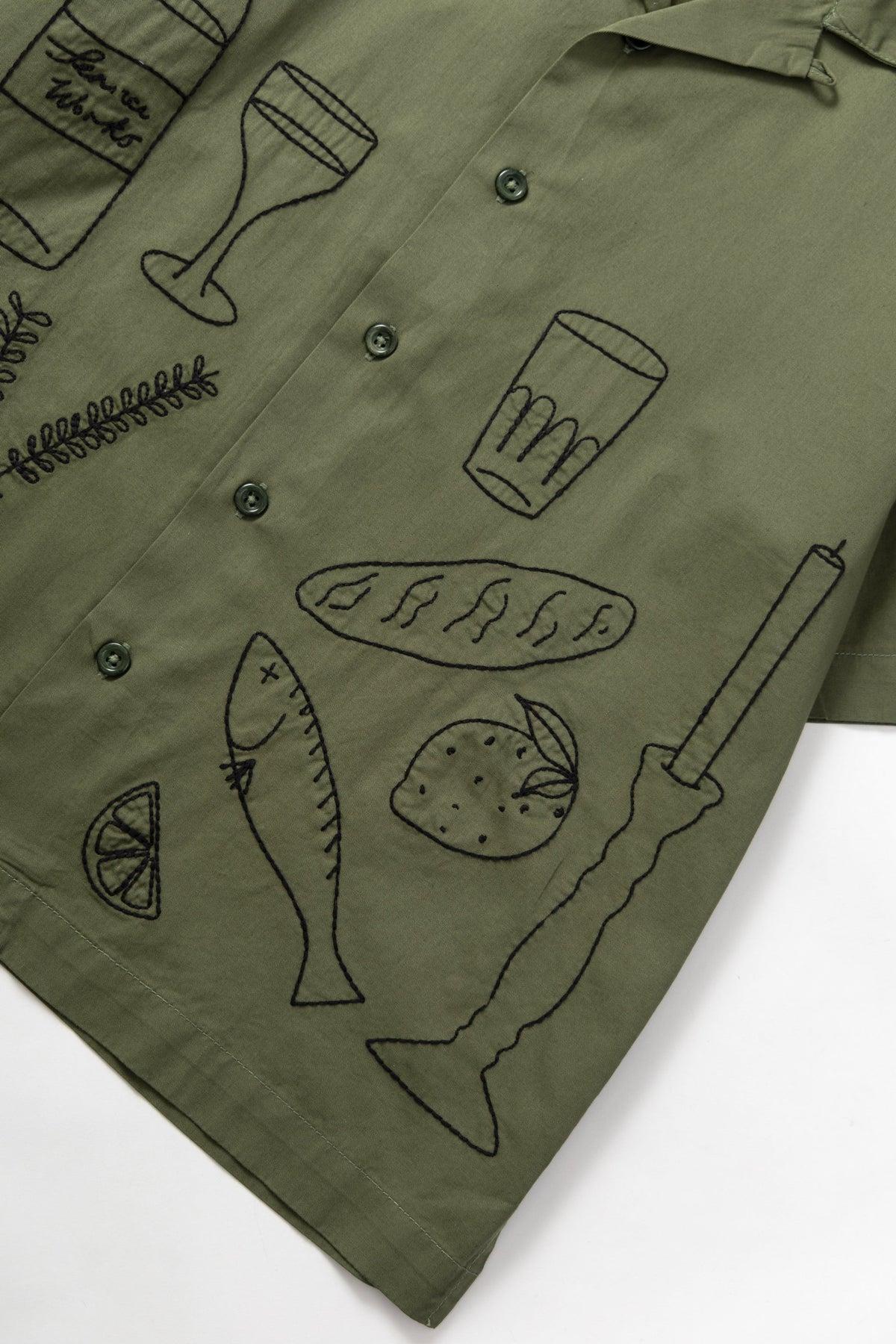 Light Twill Picnic Short Sleeve Shirt - Olive Product Image