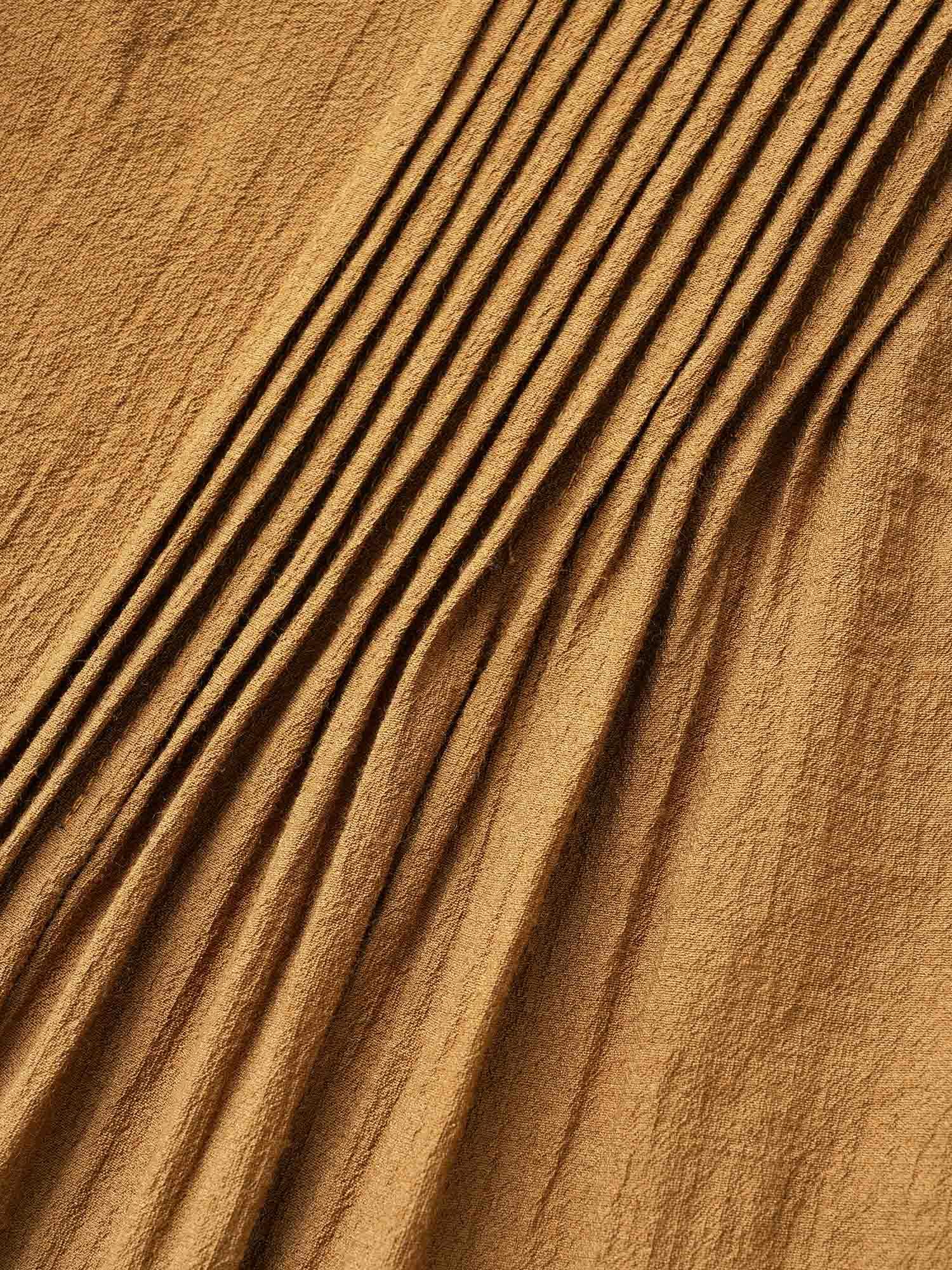 Solid Texture Pleated Ruffle Trim Blouse Female Product Image