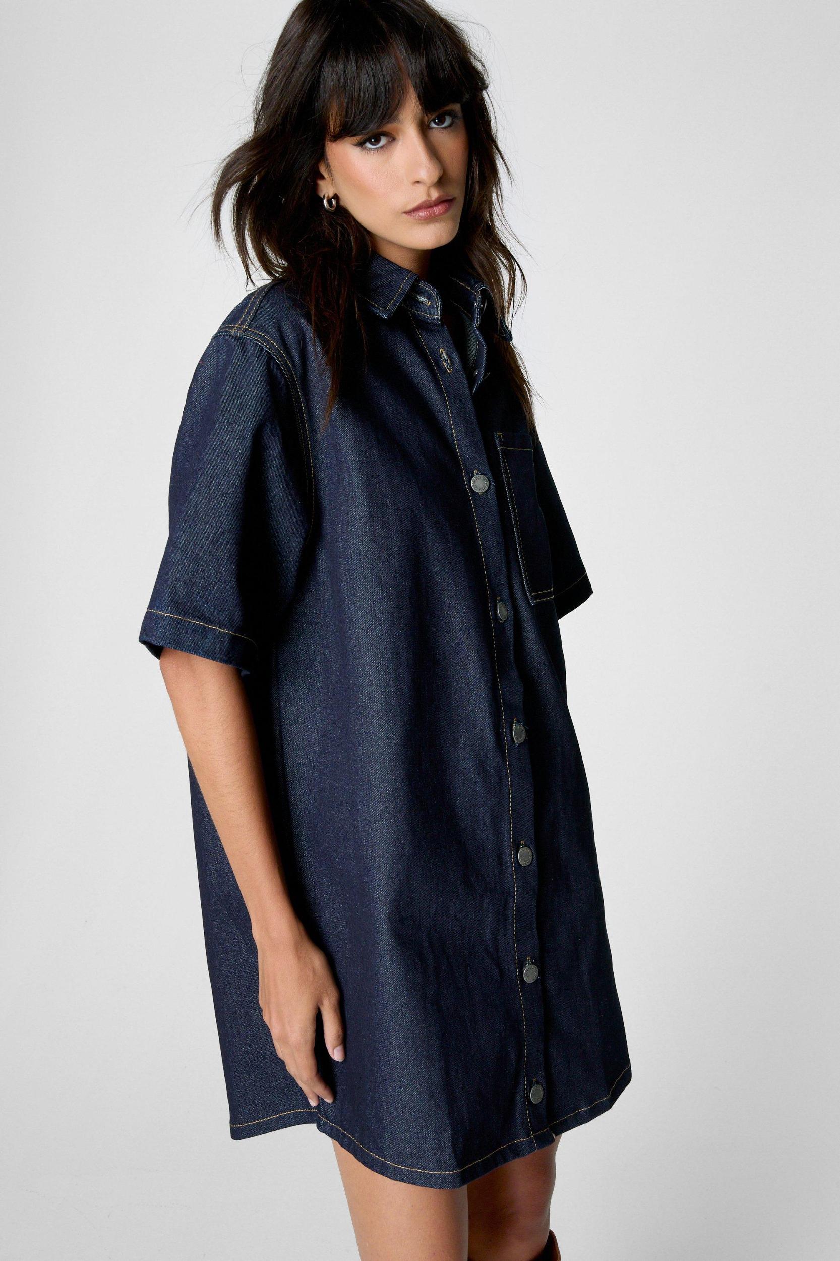 Indigo Denim Shirt Dress Product Image
