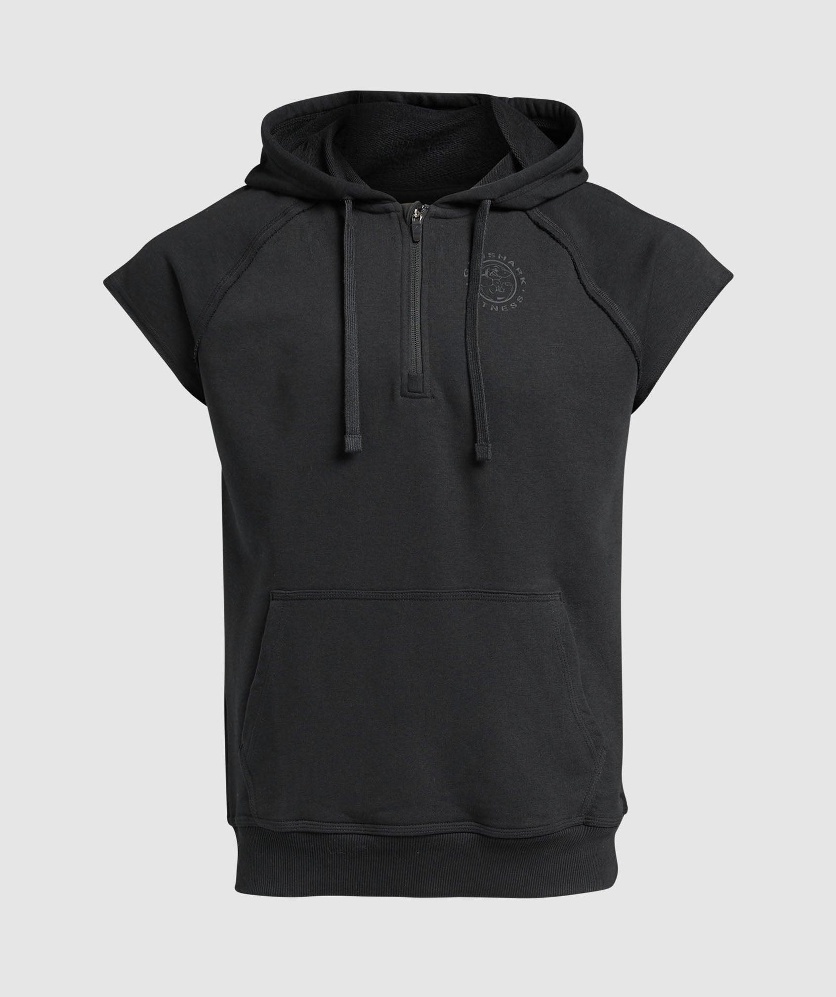Gymshark Legacy 1/4 Zip Cap Sleeve Hoodie - Black Male Product Image