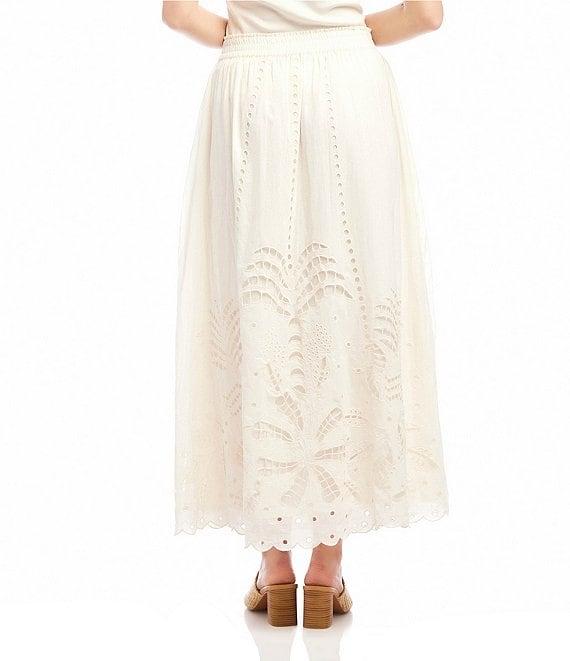 Karen Kane Embroidered Cut-Out A-Line Midi Skirt Product Image