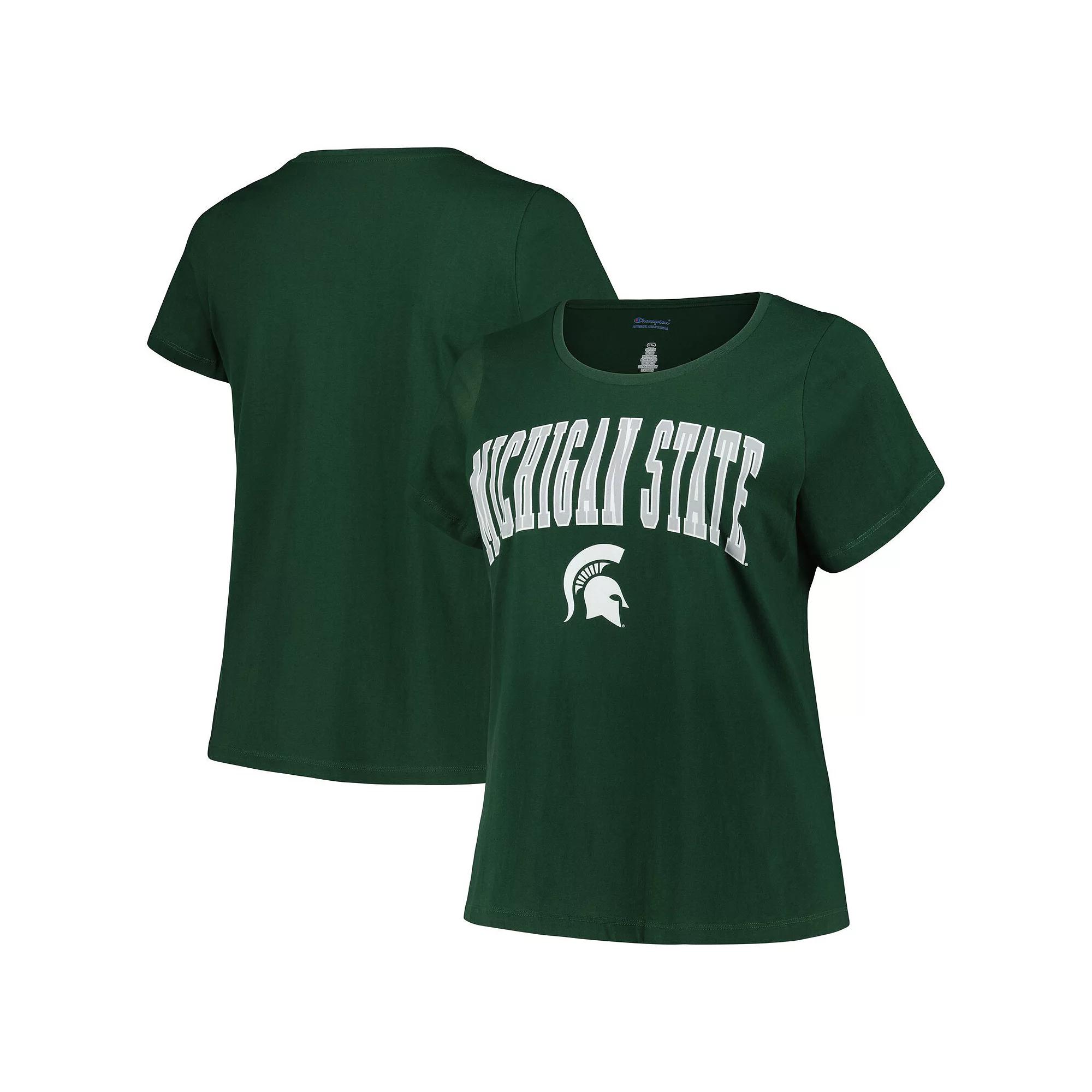 Women's Profile Green Michigan State Spartans Plus Size Arch Over Logo Scoop Neck T-Shirt, Size: 2XL Product Image