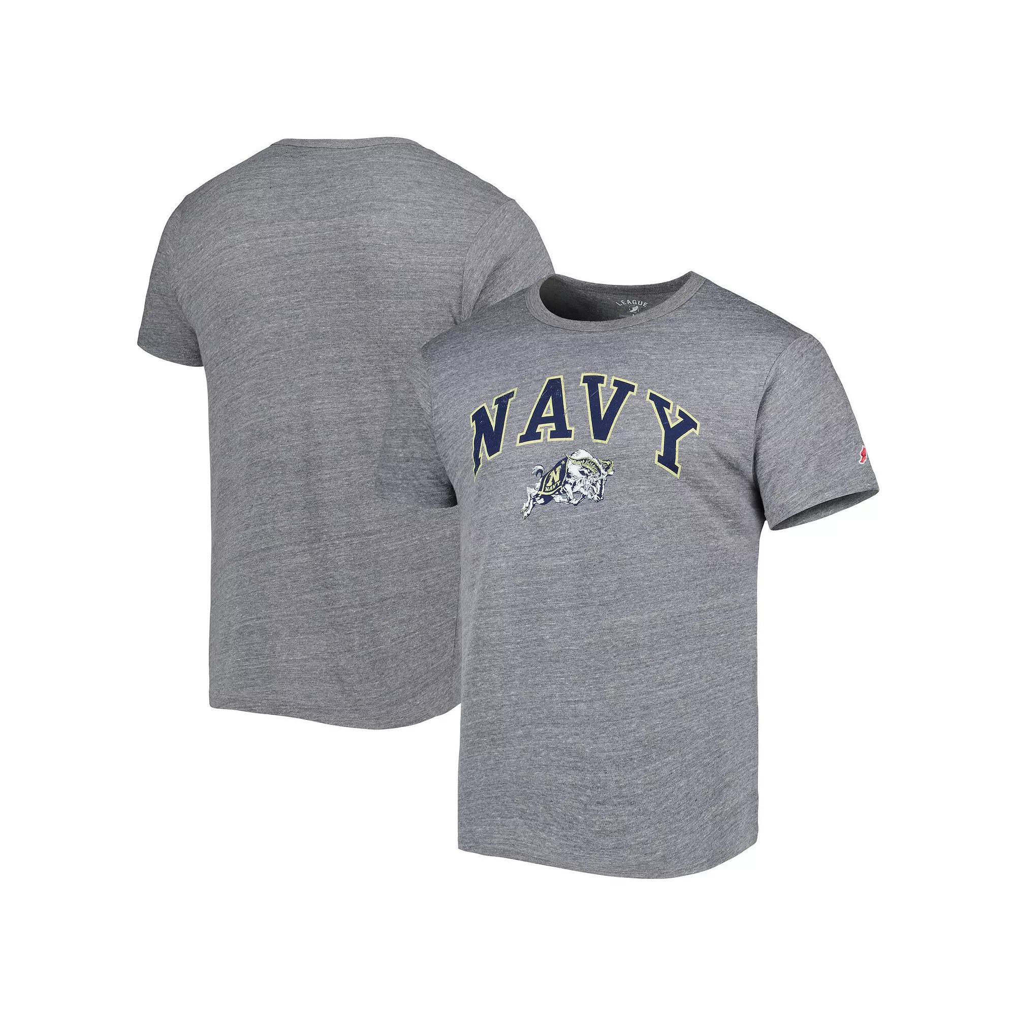 Men's League Collegiate Wear Heather Gray Navy Midshipmen 1965 Arch Victory Falls Tri-Blend T-Shirt,  Product Image