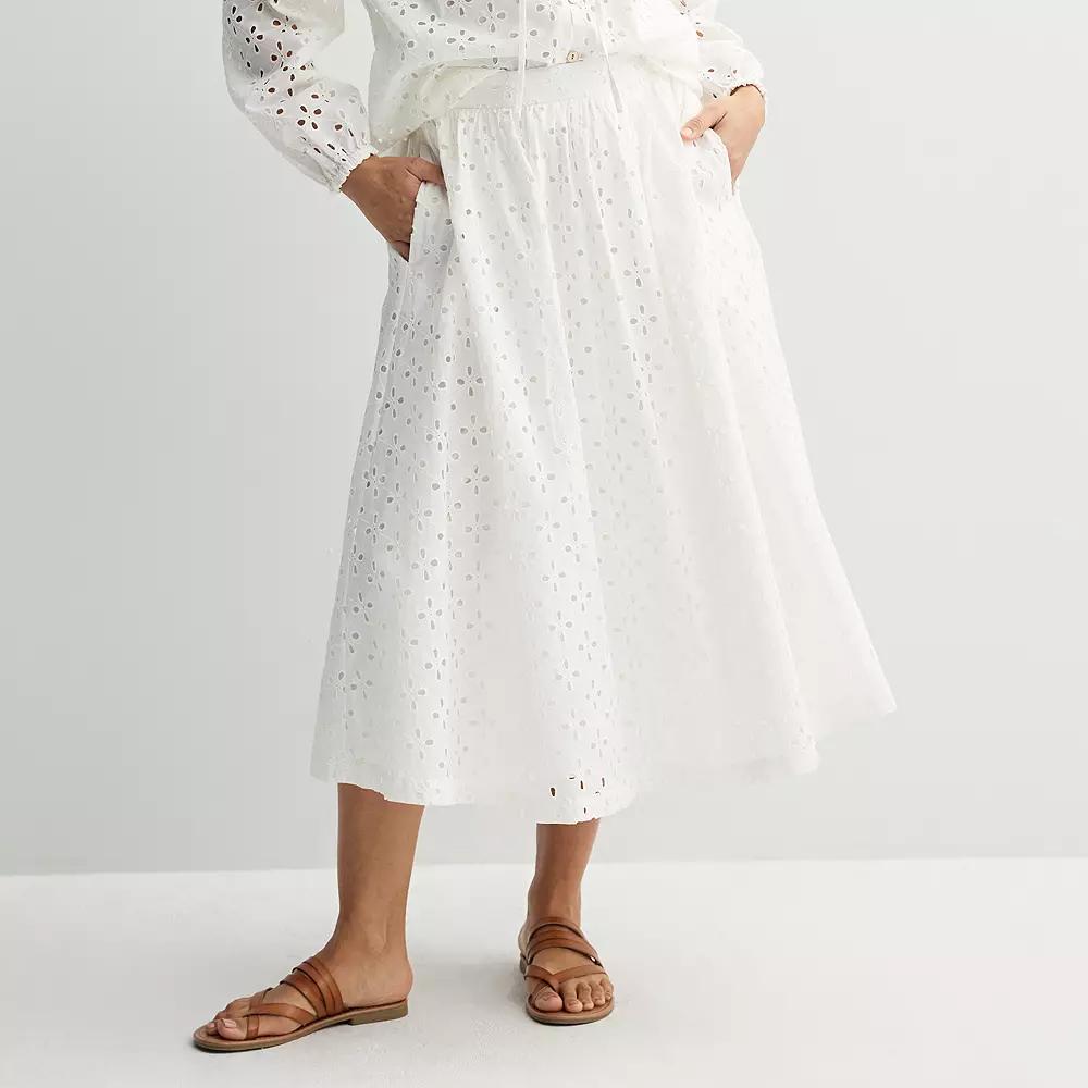 Women's Nine West A-Line Midi Skirt, Size: Large, White Knight Product Image