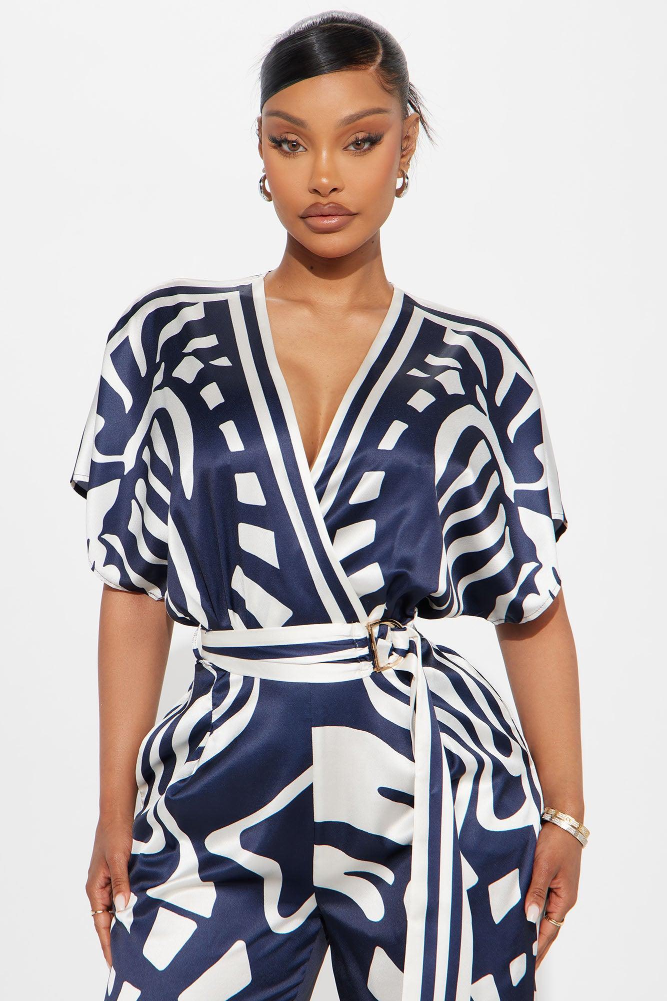 Solora Satin Jumpsuit - Navy/combo Female Product Image