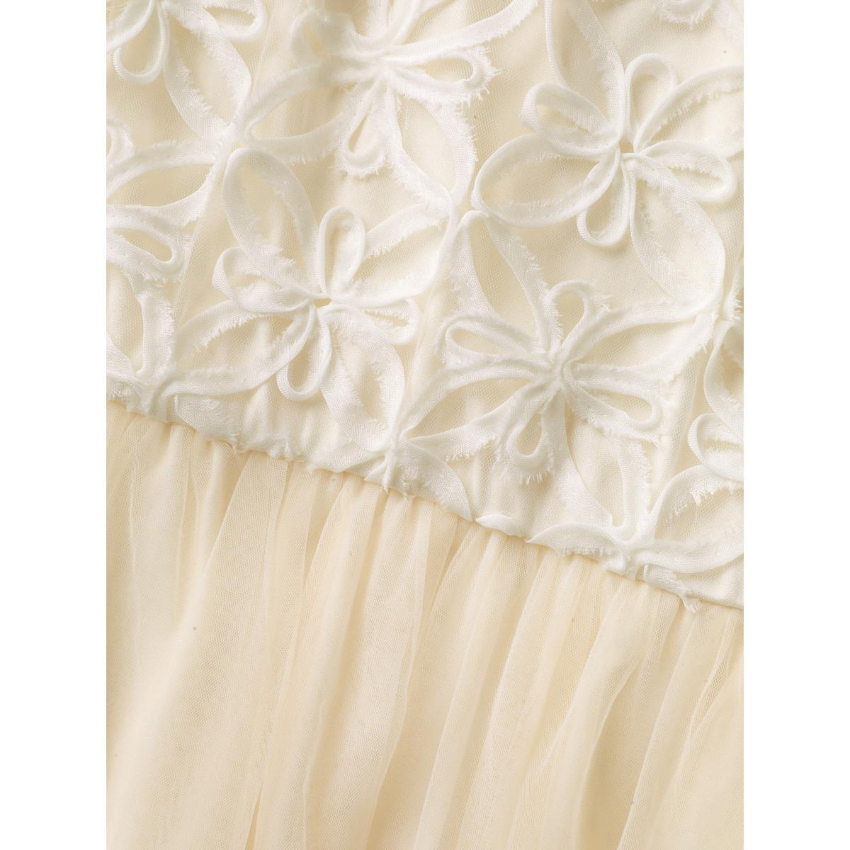 Plus Size Floral Embroidered Spliced Mesh Maxi Dress Beige Women Round Neck Sleeveless Curvy BloomChic 26/4X Product Image