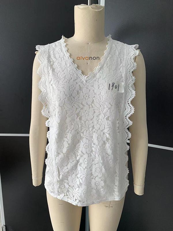 Original Lace Solid Color Loose Vest Top Product Image