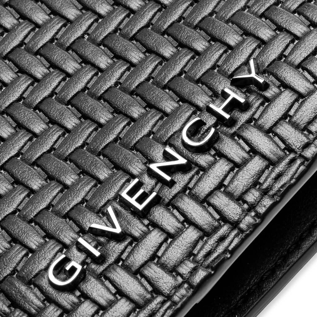 Braided Effect Leather Card Holder - Black Product Image