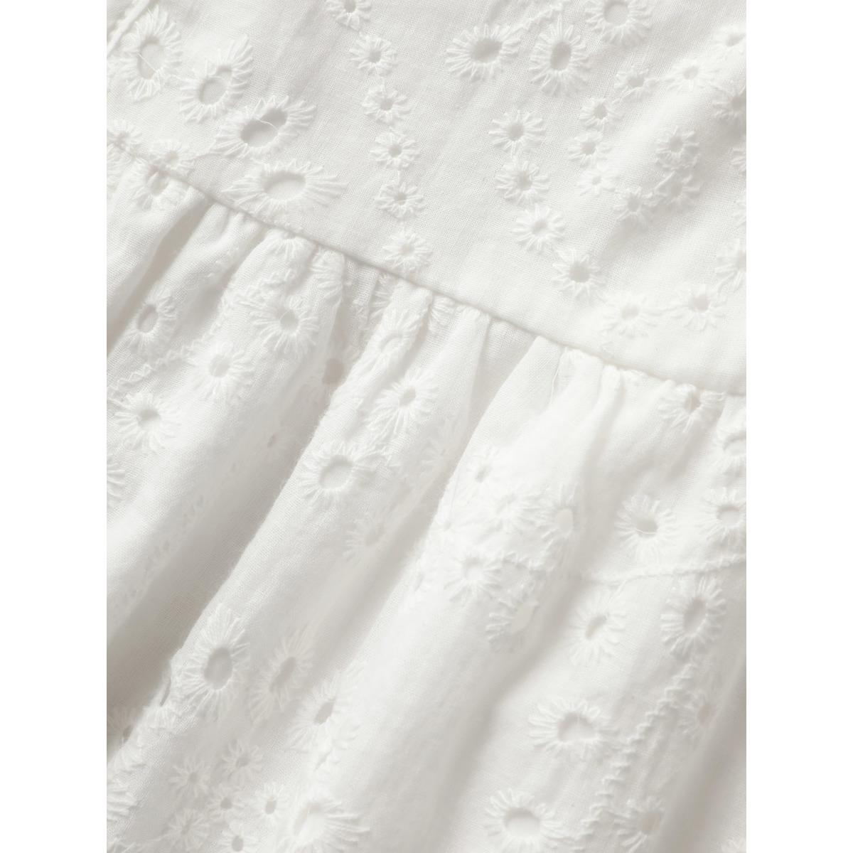 Plus Size Square Neck Broderie Anglaise Tie Knot Tank Top Women Originalwhite Elegant Tie knot Square Neck Everyday Tank Tops Camis BloomChic 12/L Product Image