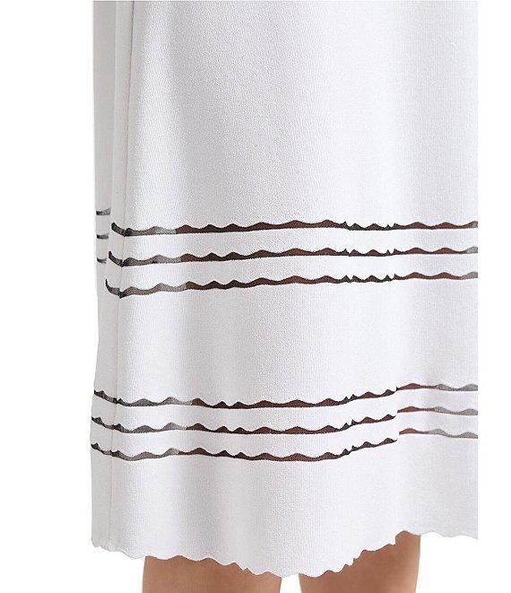 MISOOK Soft Knit Round Neck Cap Sleeve Scallop Trim A-Line Midi Dress Product Image