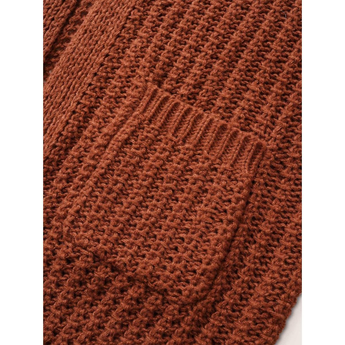 Plus Size Plain Dual Pocket Open Front Cardigan Chocolate Women Casual Loose Long Sleeve Dailywear Cardigans BloomChic 28/5X Product Image