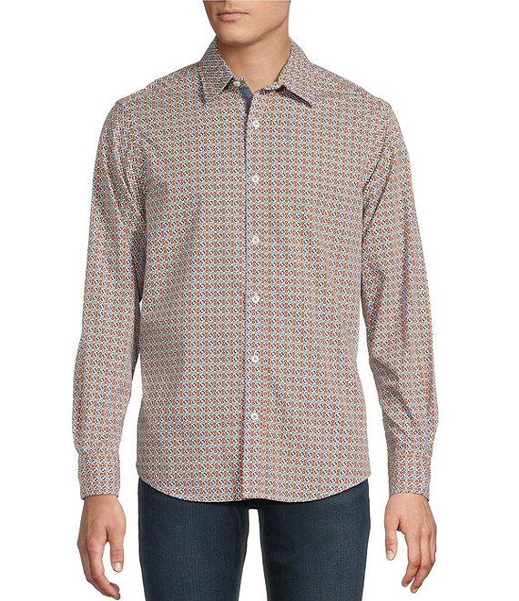 Cremieux Premium Denim Geo Print Stretch Long Sleeve Woven Shirt Product Image