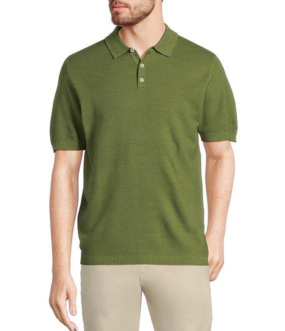 Murano Big & Tall Solid Textured Polo Short Sleeve Sweater Product Image