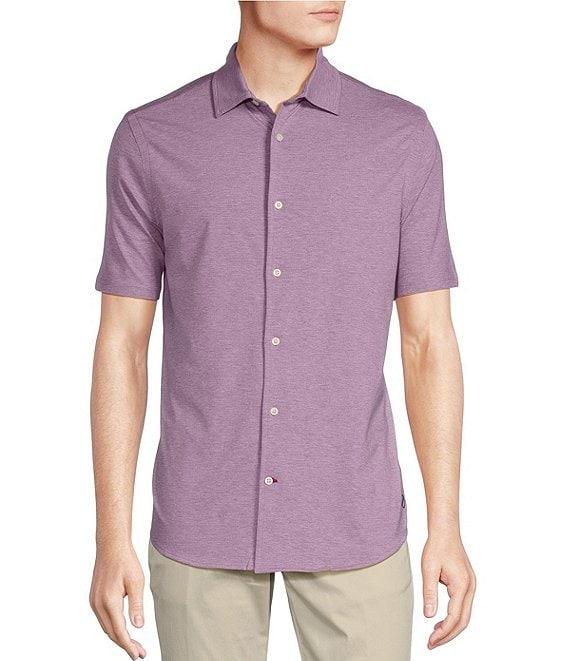 Cremieux Blue Label Stretch Jersey Solid Short Sleeve Coatfront Shirt Product Image