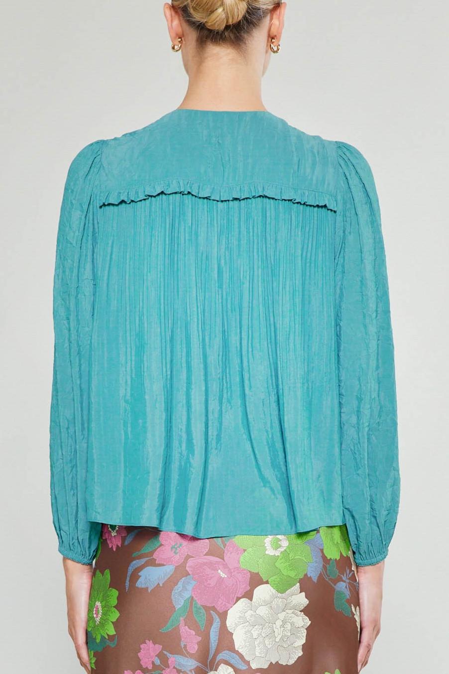 V-Neck Pleated Blouse Product Image