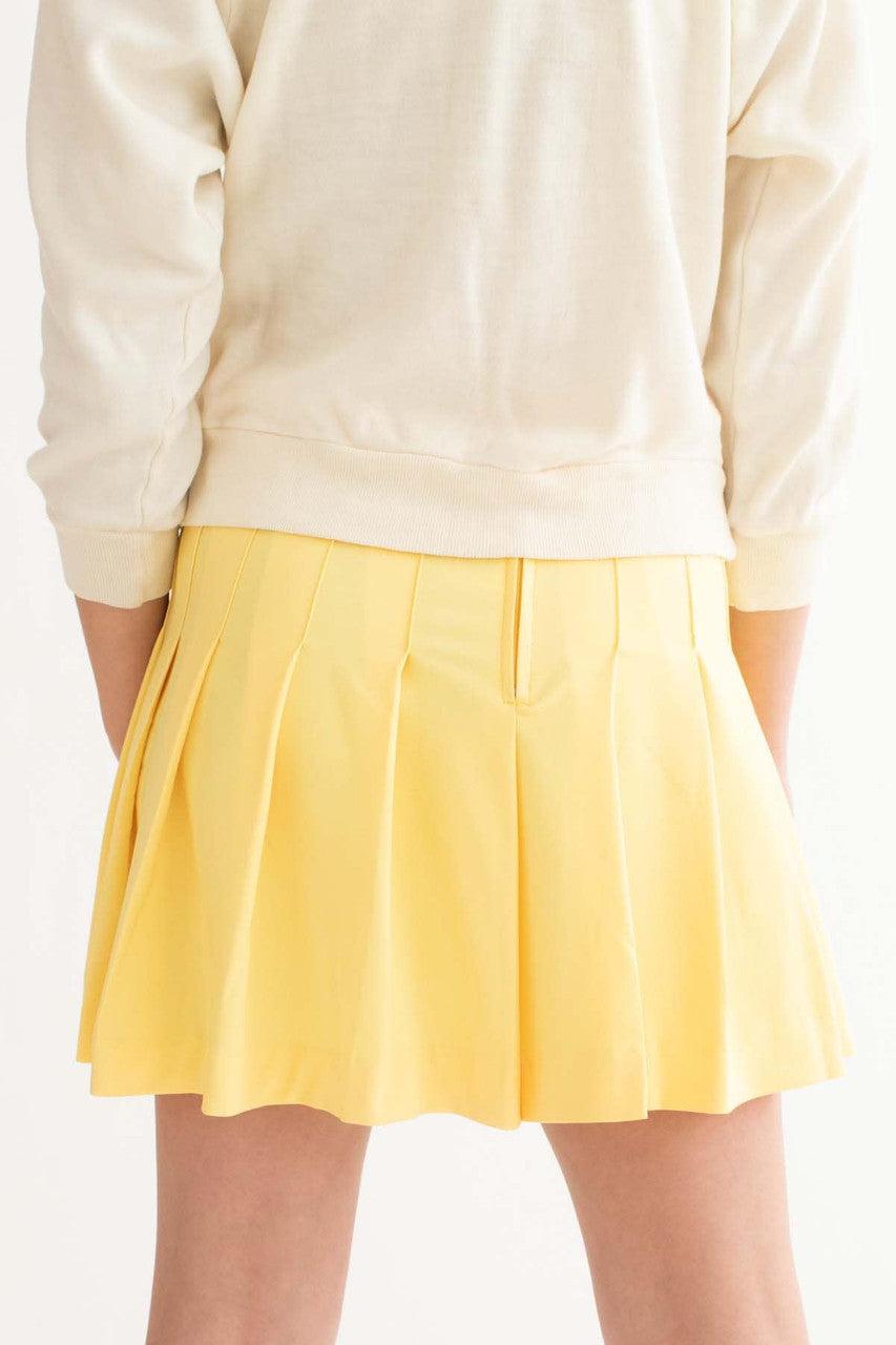 Yellow Stretch Pleated Skirt Product Image