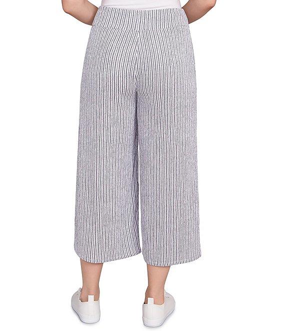 Ruby Rd. Puckered Stripe Knit Wide Leg Pull-On Pants Product Image