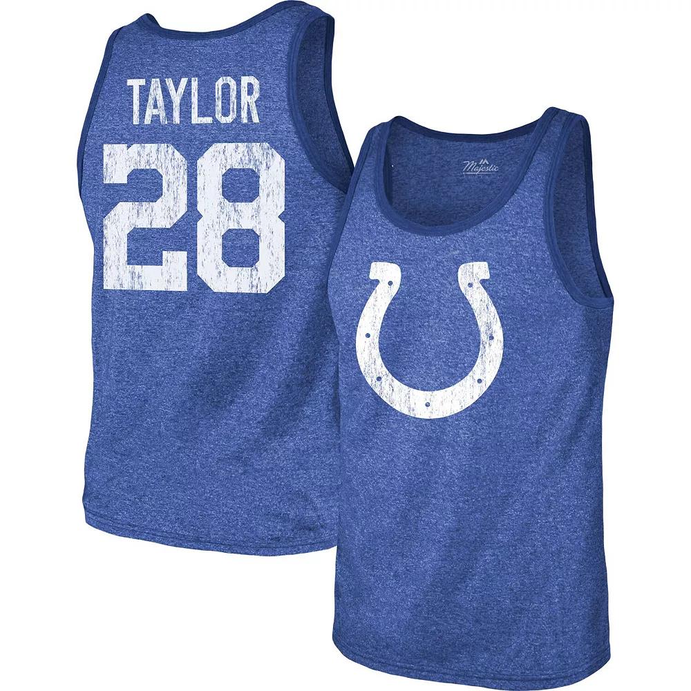 Men's Majestic Threads Jonathan Taylor Royal Indianapolis Colts Player Name & Number Tri-Blend Tank Top, Size: 2XL, Blue Product Image