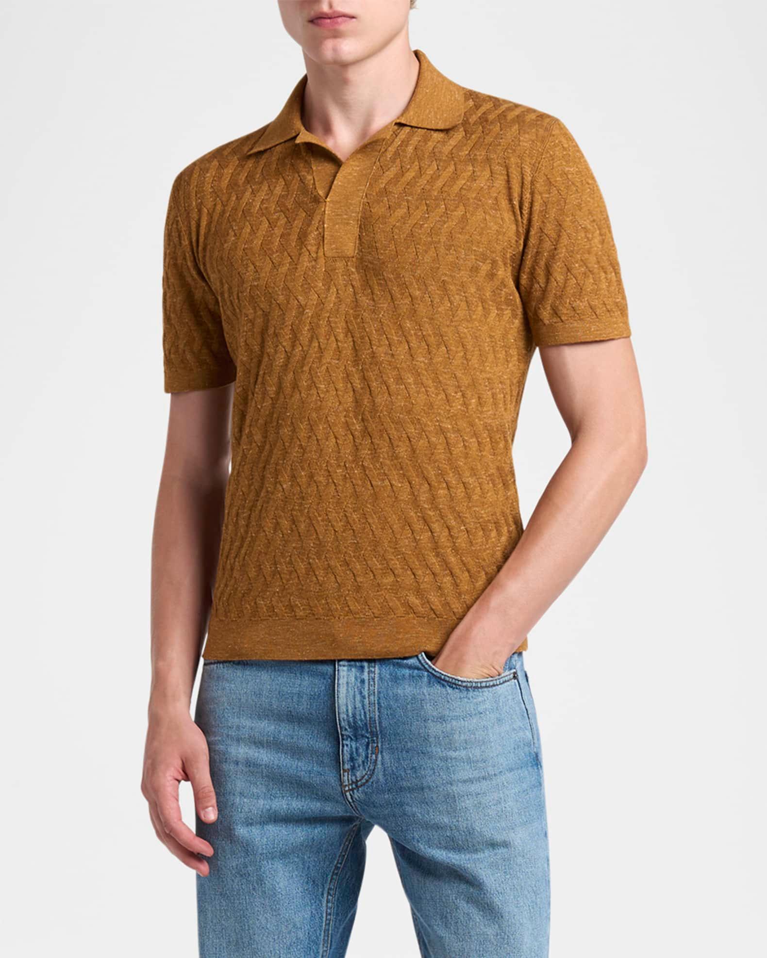 Men's Melange Diamond Mesh Polo Sweater Product Image