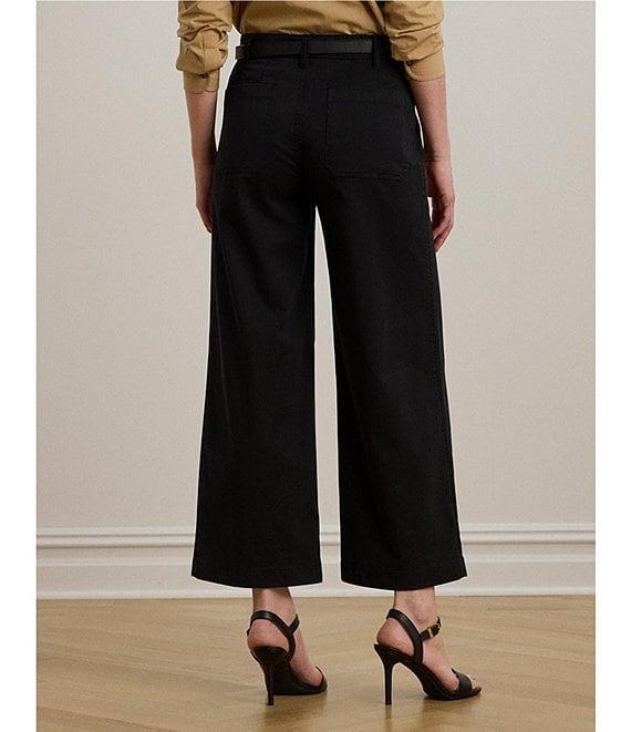 Lauren Ralph Lauren High Rise Stretch Cotton Chino Wide Leg Cropped Pants Product Image