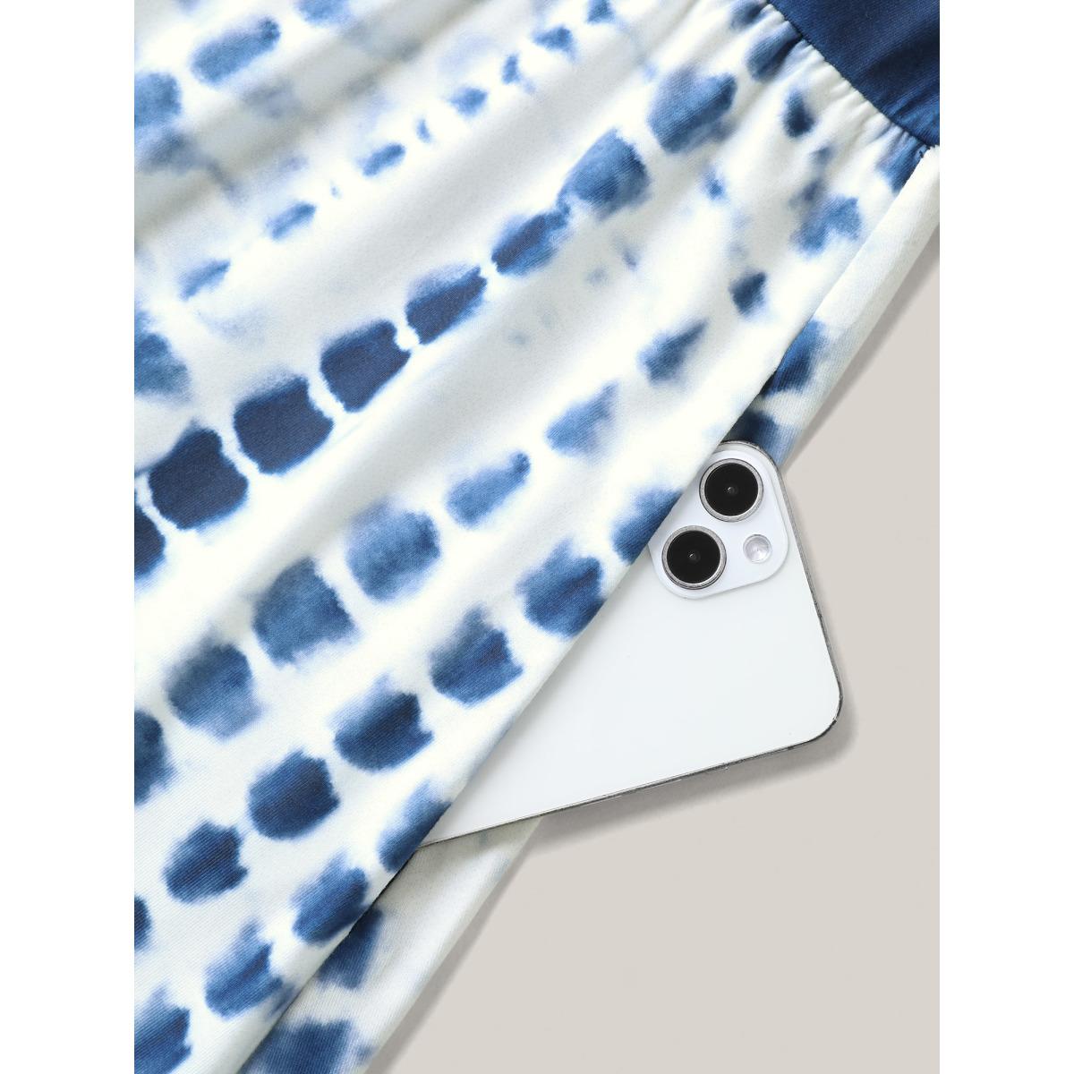 Plus Size Tie-Dye Pockets Cami Midi Dress Mediumblue Women Square Neck Sleeveless Curvy BloomChic 28/5X Product Image