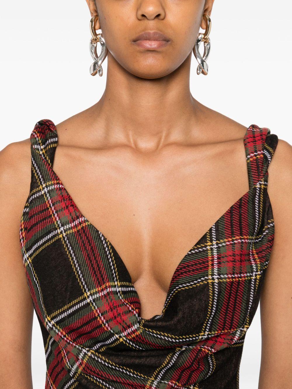 plaid cowl-neck dress Product Image